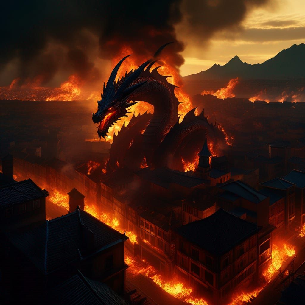 Shadow Dragon's Fiery Wrath on Fantasy City