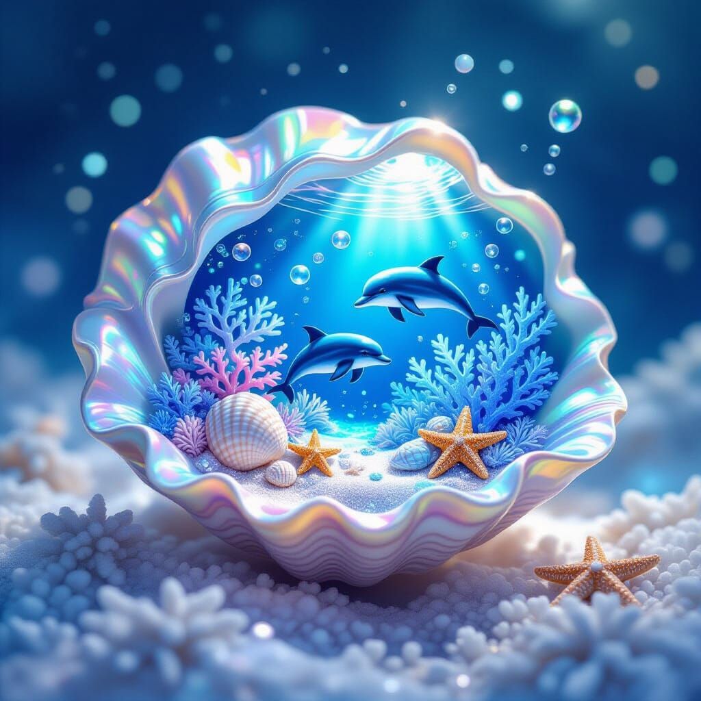 Seashell Reveals Miniature Ocean World: Dreamlike Art