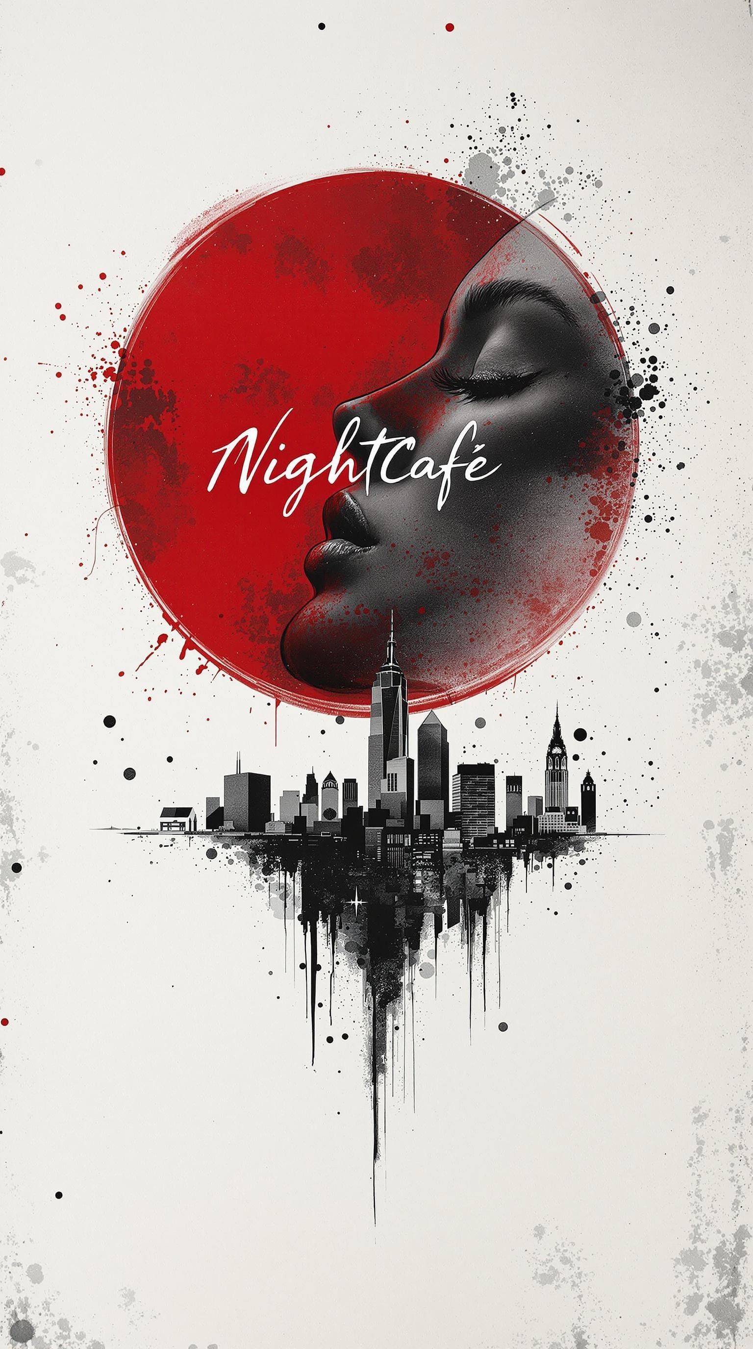 Serenity in Decay: Monochrome Portrait with Urban Skyline