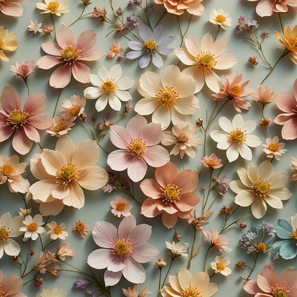 Ethereal Oshibana Pressed Flower Art in Pastel