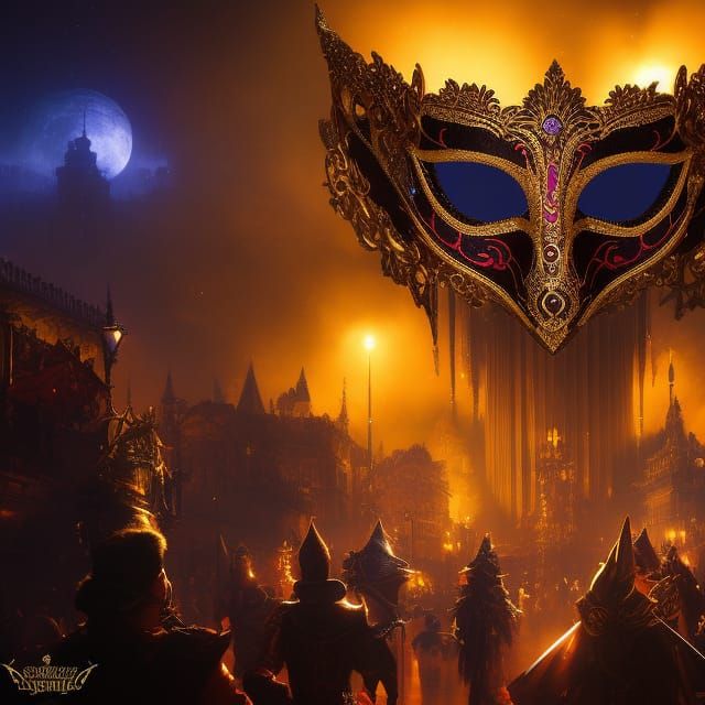 Colorful Venetian Masks at Masquerade Ball