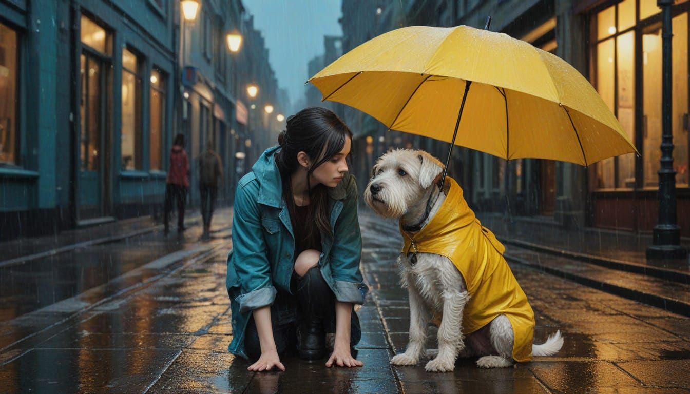 Vibrant City Street Scene in Impasto Spray Style