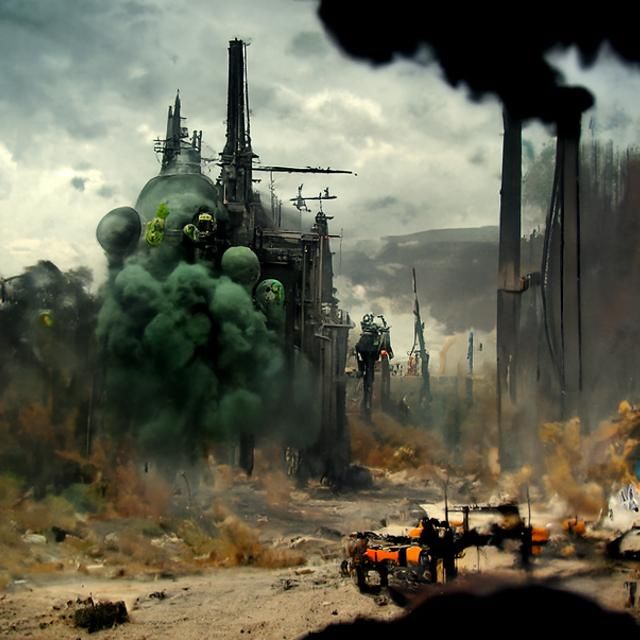 Poison Gas Engulfs Warzone: A Sinister Matte Painting