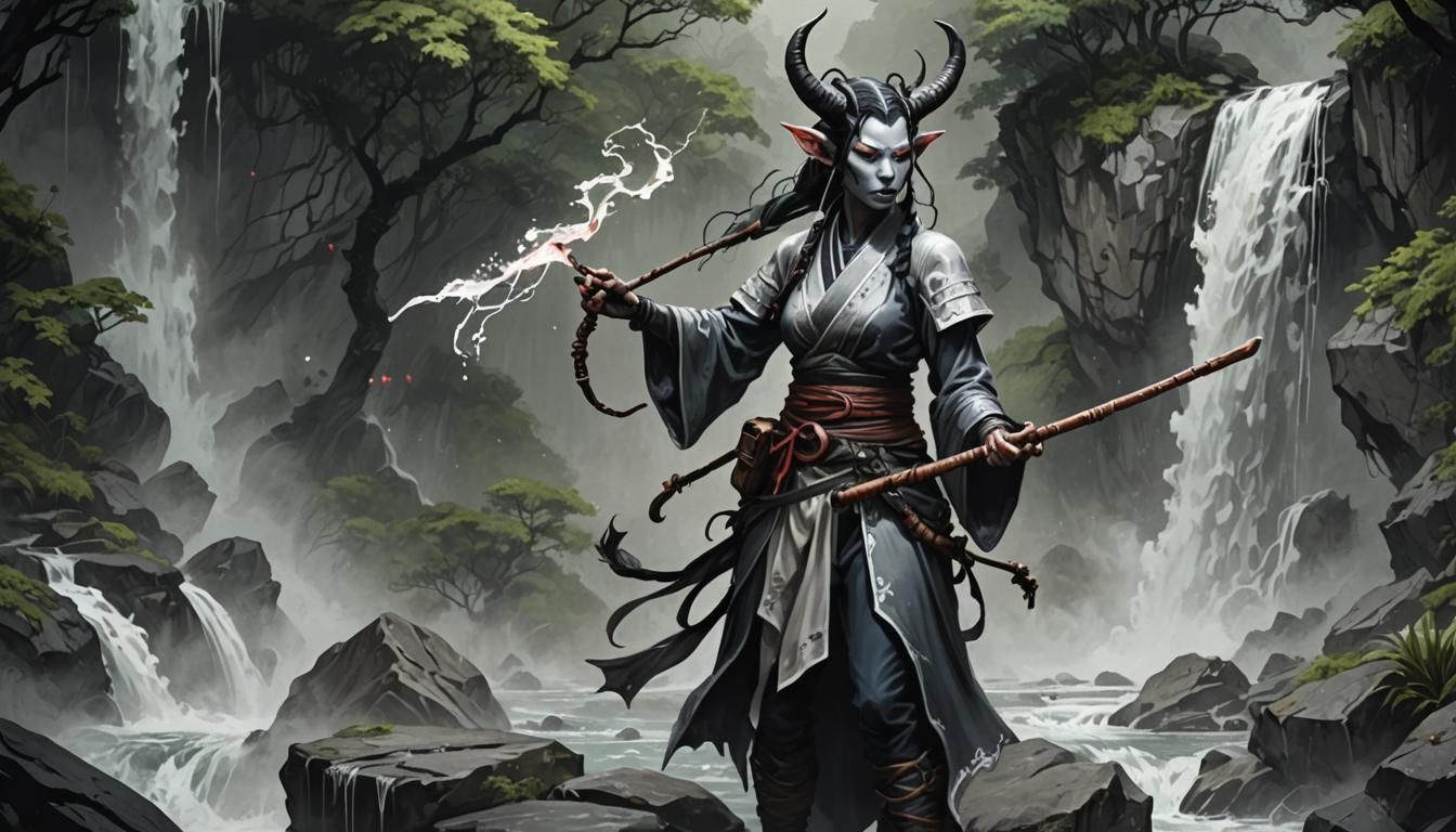 Digital illustration a thematic character design of a fantas...