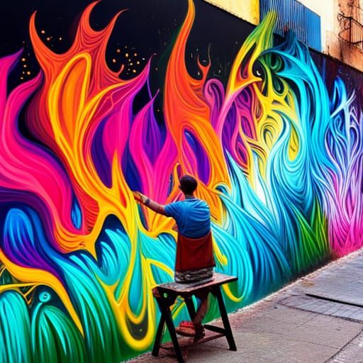 Colorful Graffiti Art with Splash Effects