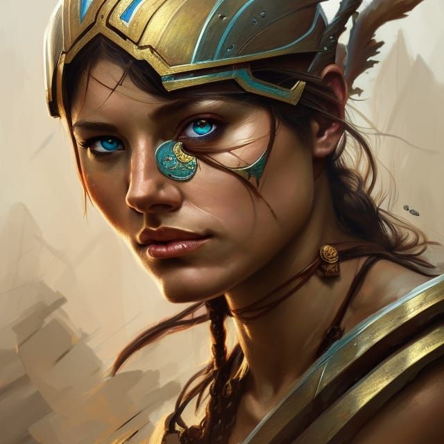 Detailed Spartan Warrior Princess Portrait