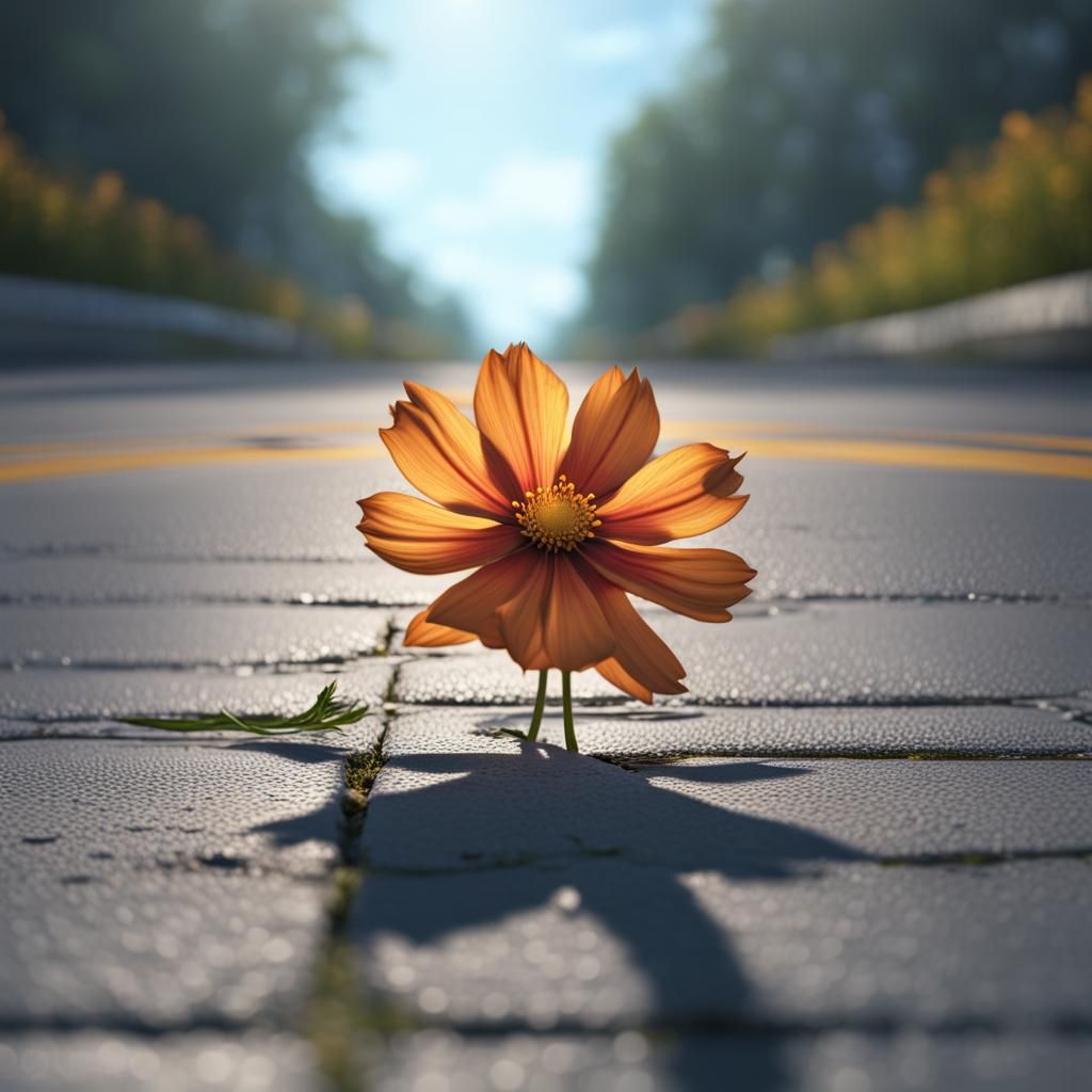 Cosmos Flower Emerges: Detailed Matte Painting