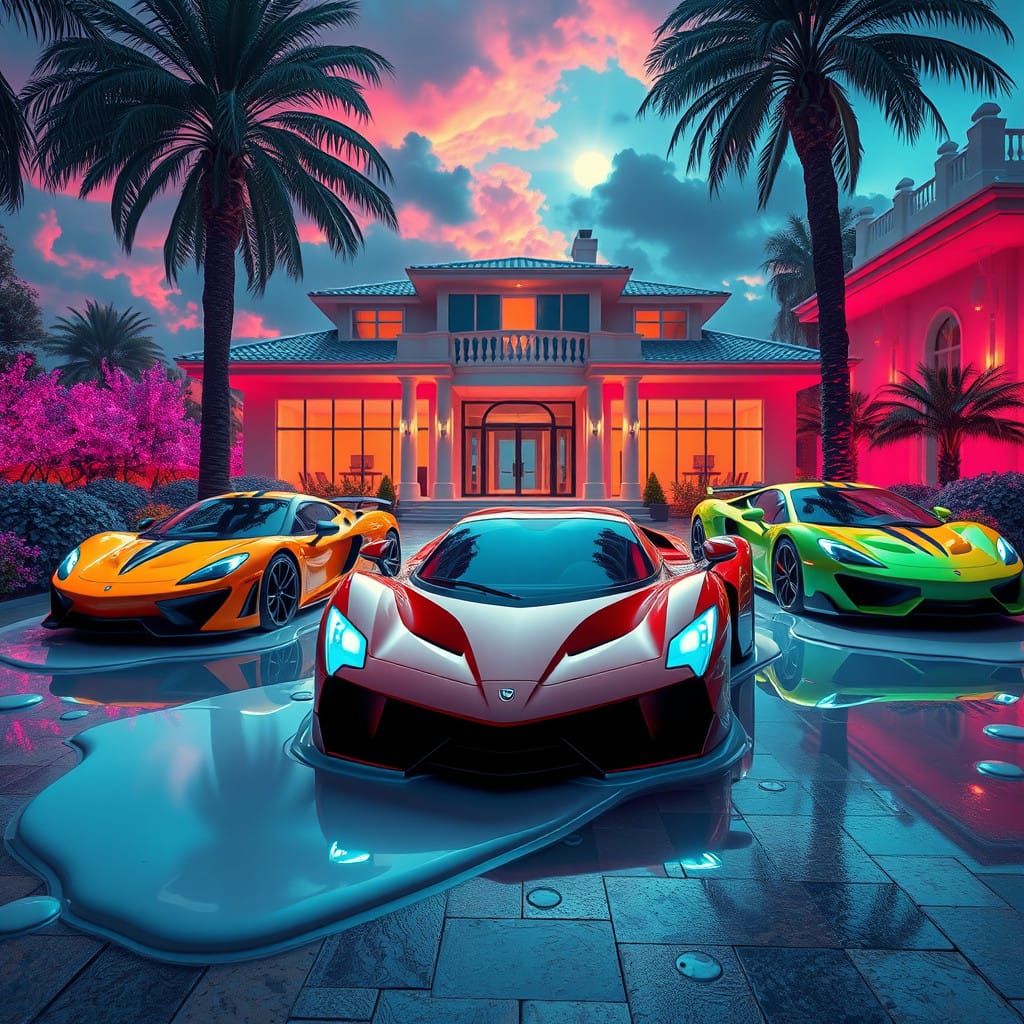 Cyberpunk Dreamscapes: Melted Exotics in a Fantastical Realm