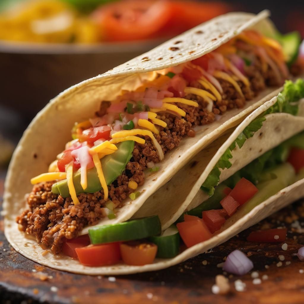Abstract Macro Photo of a Taco with Vibrant Details