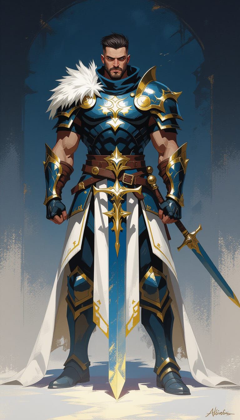 Heroic Fantasy Warrior in Bold Brushstrokes