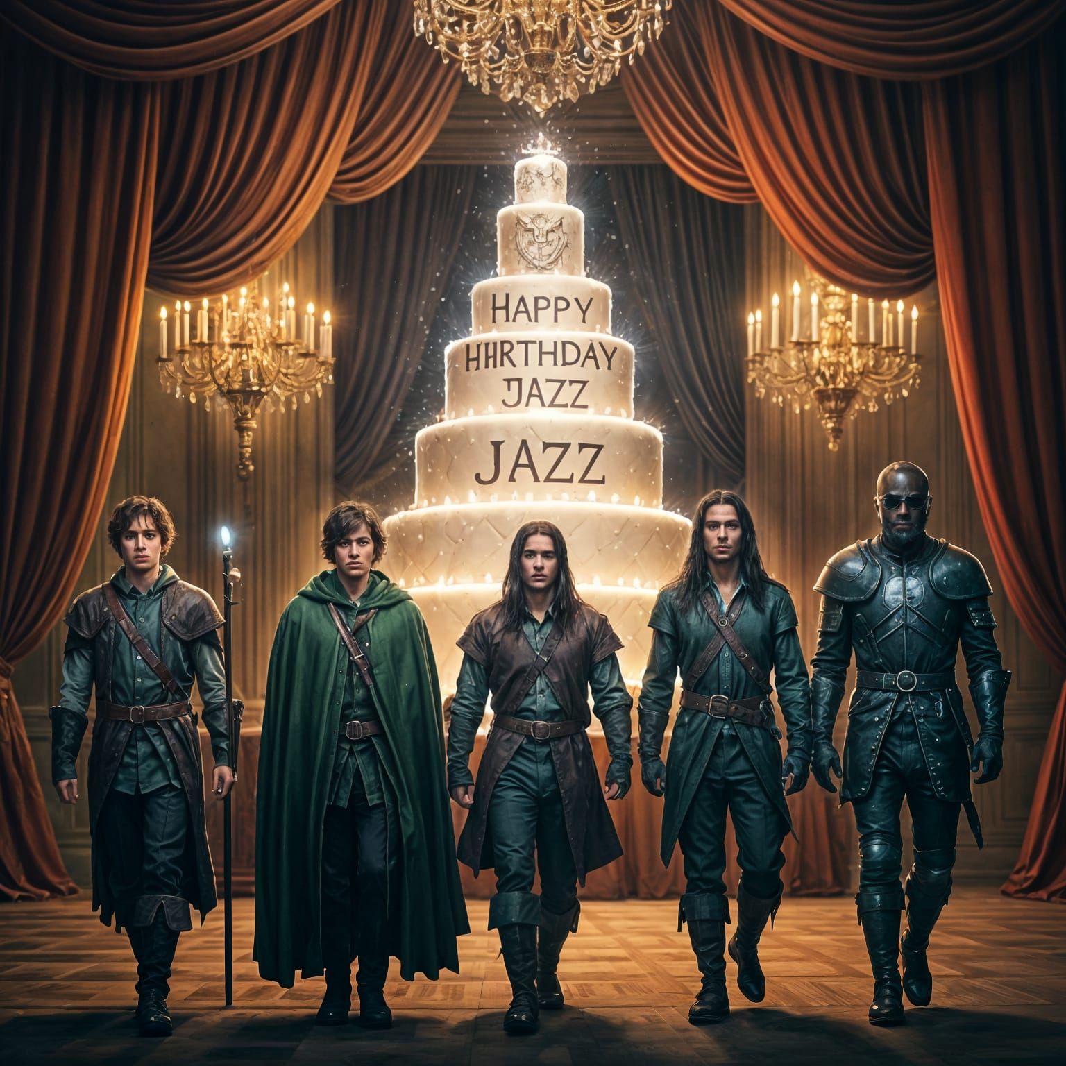 Regal Birthday Celebration in Vibrant Digital Painting