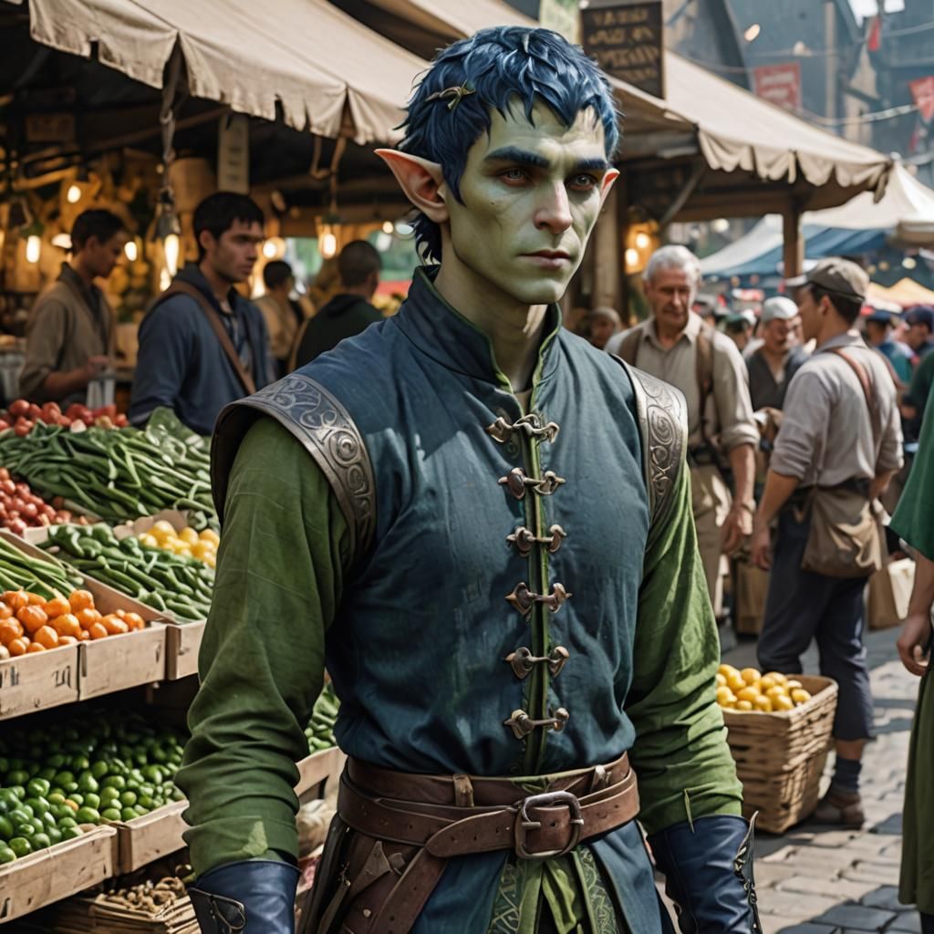 Young Elf in Market Scene