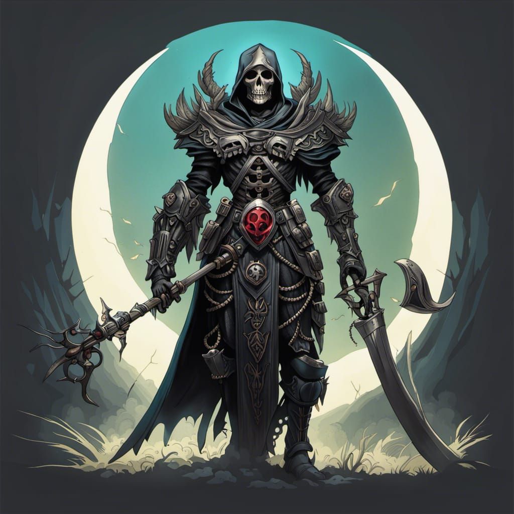 Skeleton Demon Necromancer in Dark Fantasy Style