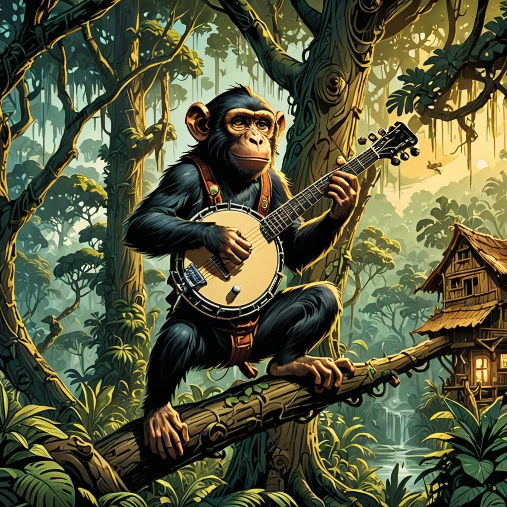 Monkey's Jungle Serenade: Comic Book Art