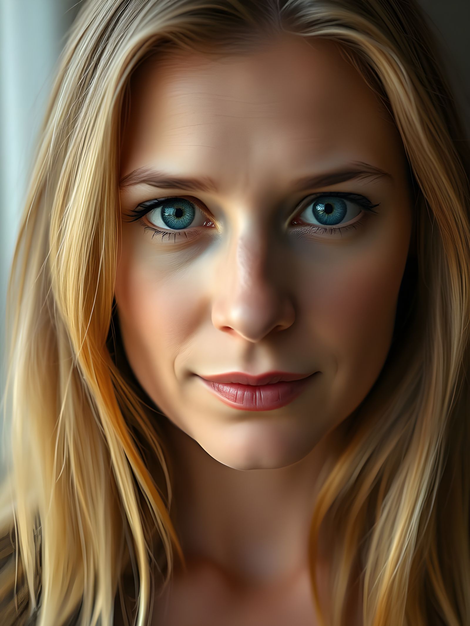 A Woman Lost in Thought, Softly Lit