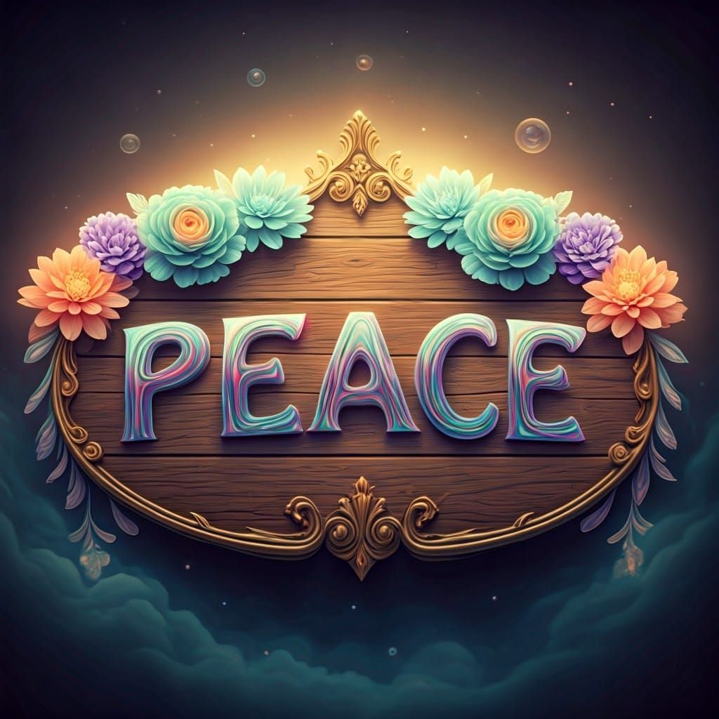 Radiant Sign of Peace in Psychedelic Style