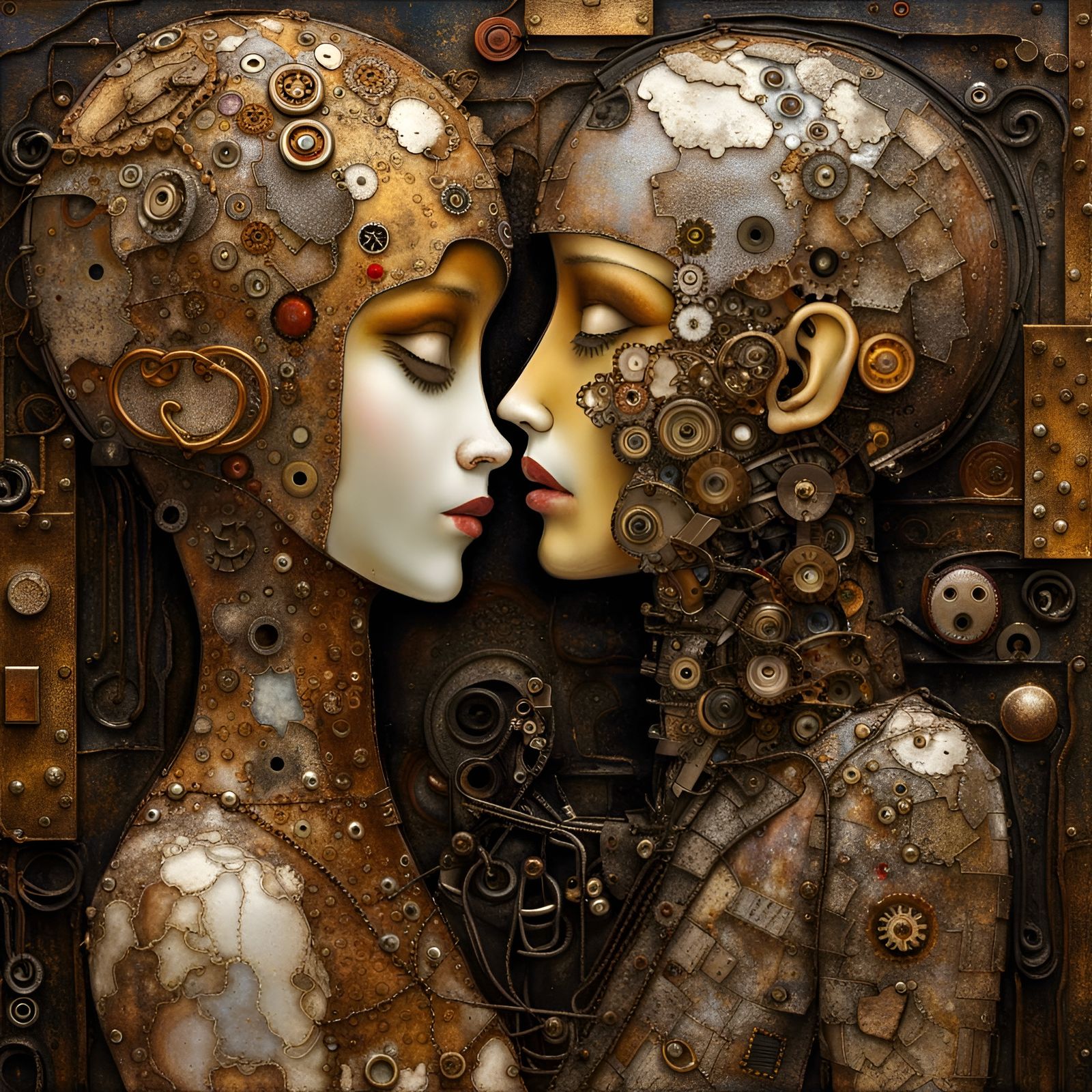 Metal Scrap 'The Kiss' in Klimt Style
