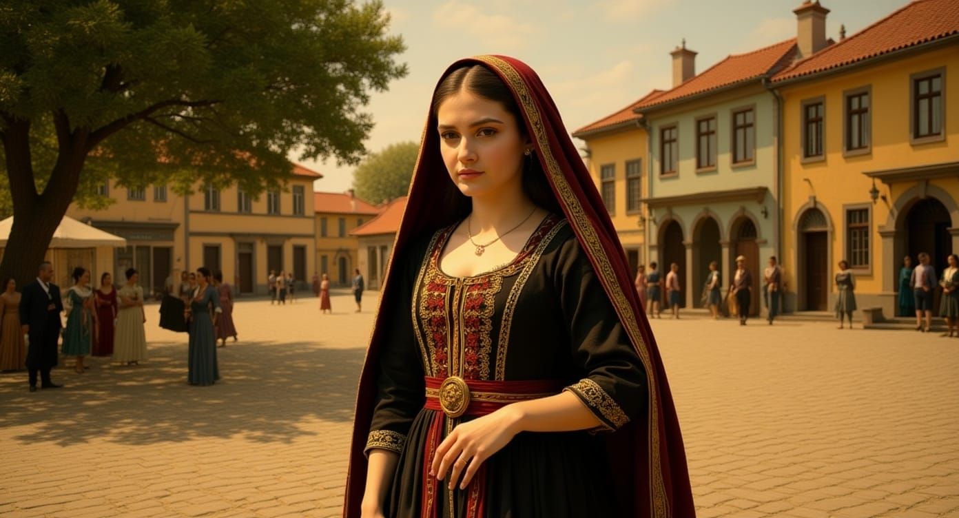 Albanian Woman in 17th Century Dress, Dutch Masters Style