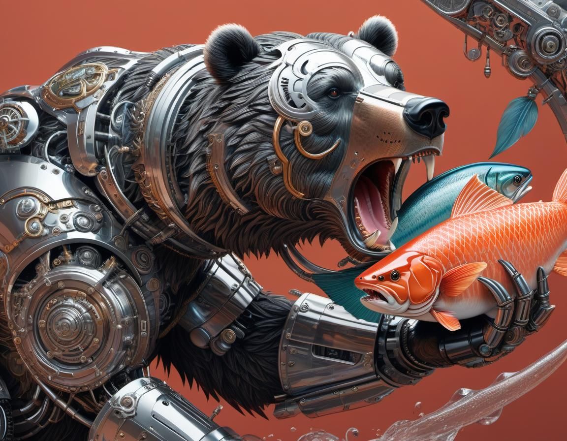 Robot Kodiac Bear 🐻 🤖 Place 4th/21 3.58 out of 5 - Mecha or cyborgs forest or jungle wild animals Challenge hosted by ...