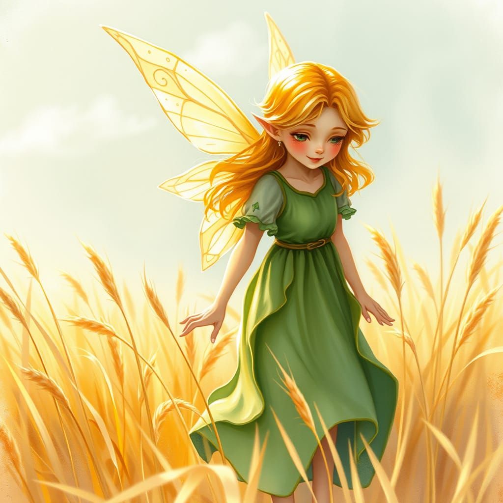 Whimsical Hay Fairy in a Sunlit Field