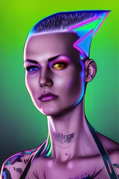 Cyberpunk Woman Portrait in Neon Lighting