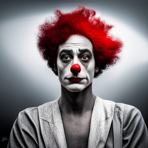 Hyperrealistic Marcel Marceau Clown in HDR