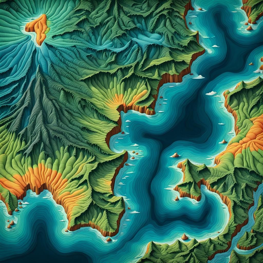 Detailed Topographical Map of Rainforest Shores