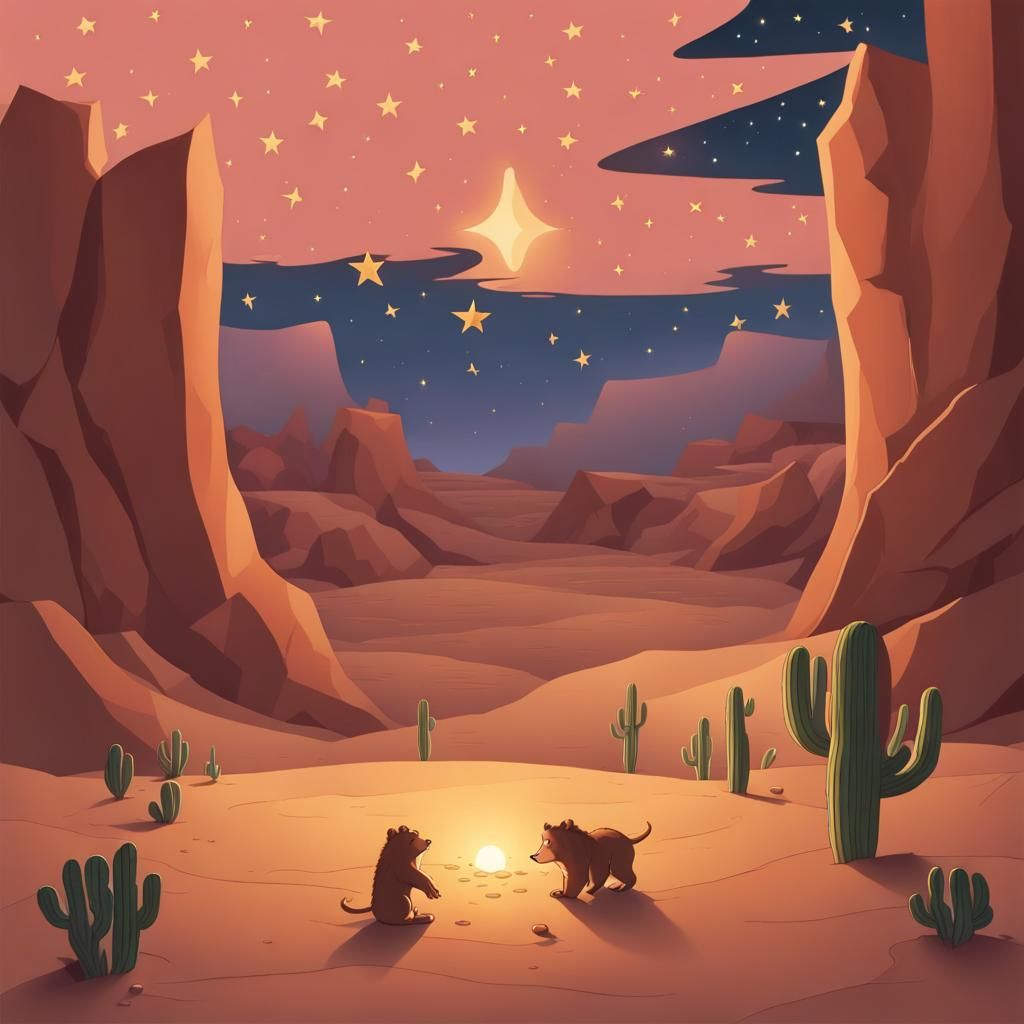 Dramatic Desert Canyon Stars as Fantasy Art