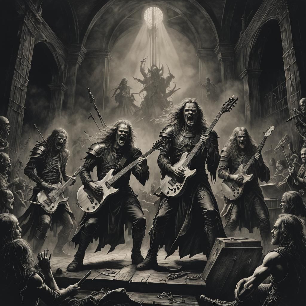 Metallica in the style of Albrecht Dürer lithograph