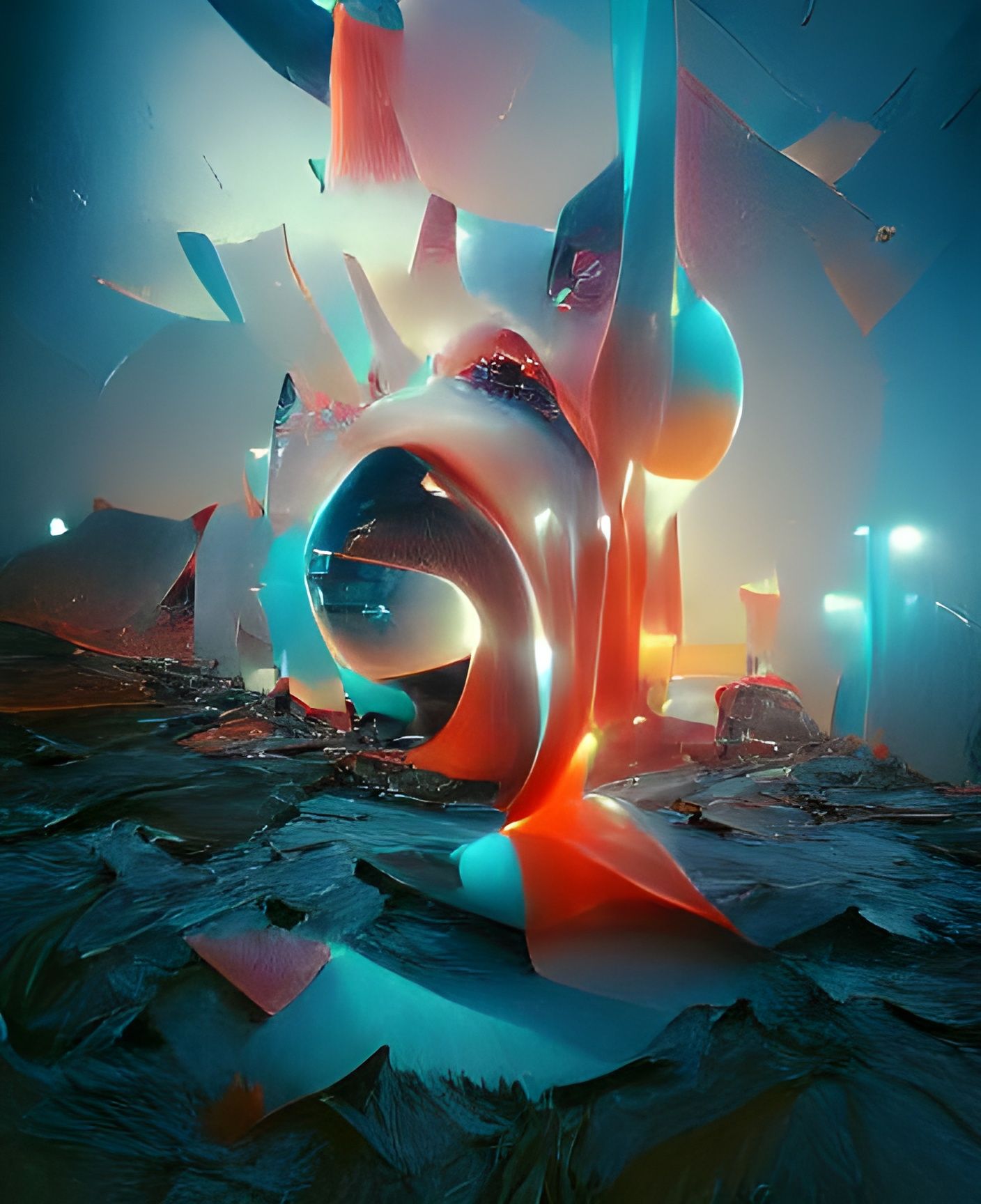 Abstract Hyperrealistic 3D Art in High Resolution