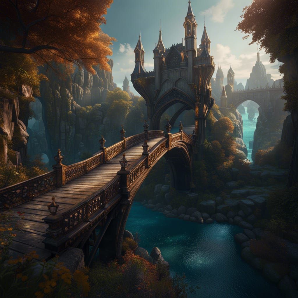Fantastical Bridge Concept Art in Deep Color