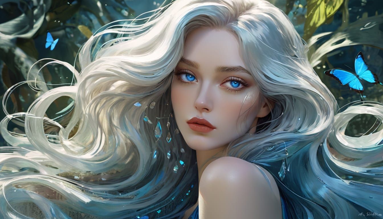 Anime Muse in Botanical Garden: Exotic Pin-Up Art