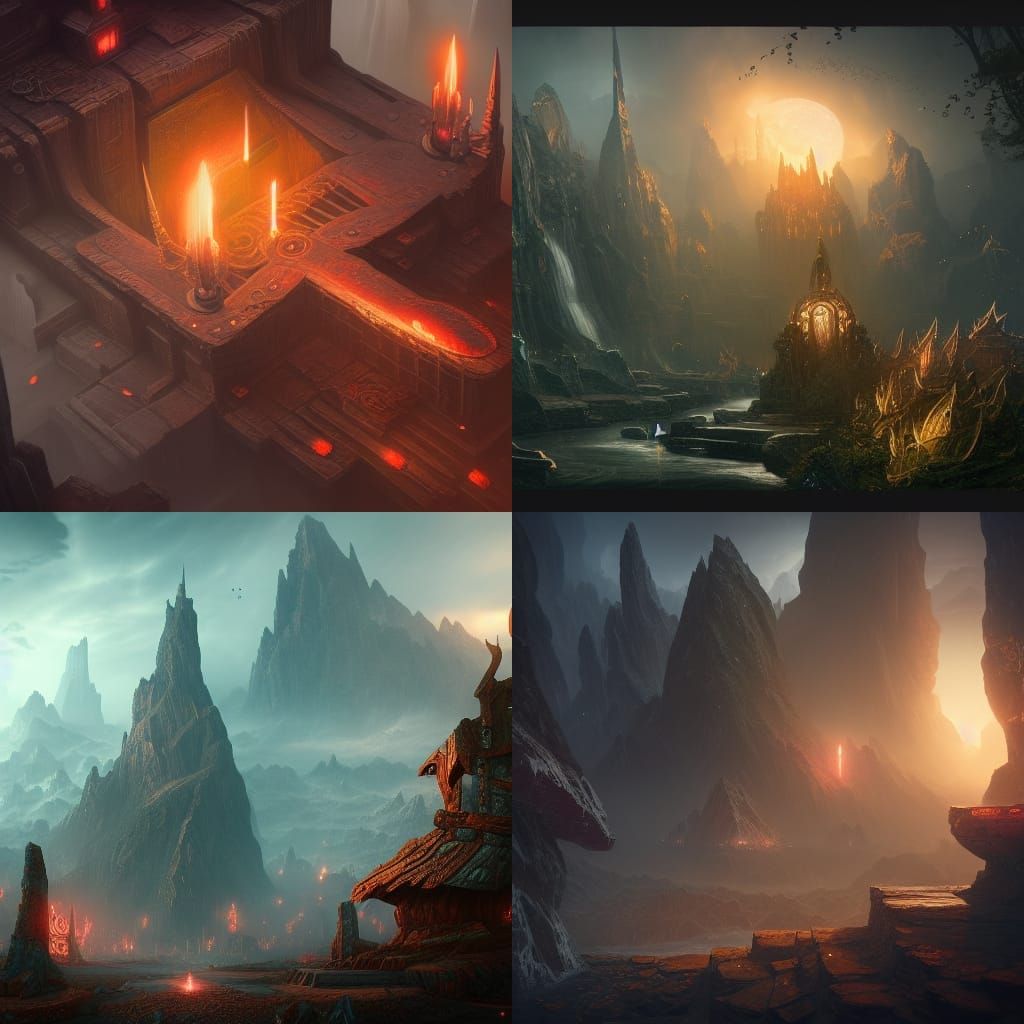 Detailed Runes Matte Painting in Deep Color