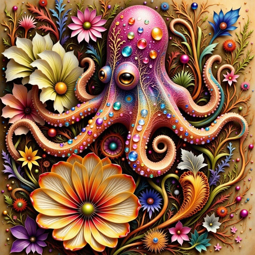Adorable Baby Octopus Flower with Intricate Fractal Petals