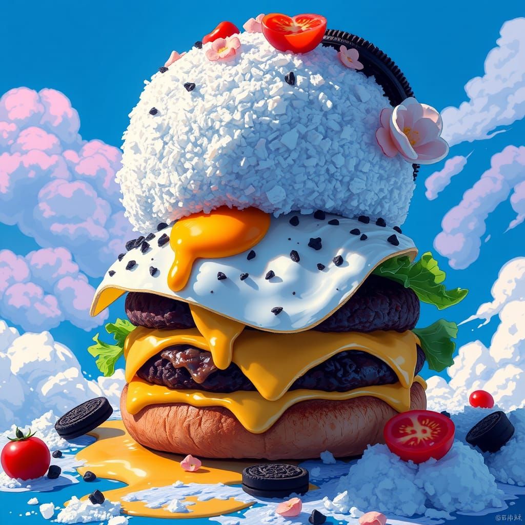 A fried egg snowball burger