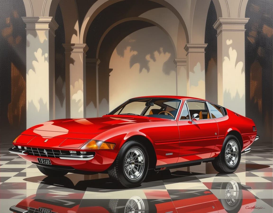 Ferrari Daytona Coupe in Dramatic Caravaggio Style