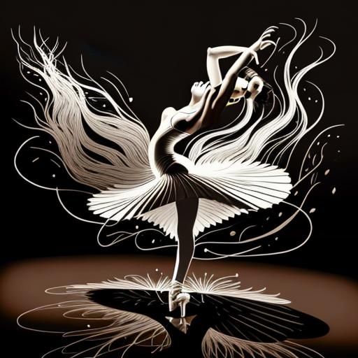 Minimalist Surrealist Ballerina Line Art on White