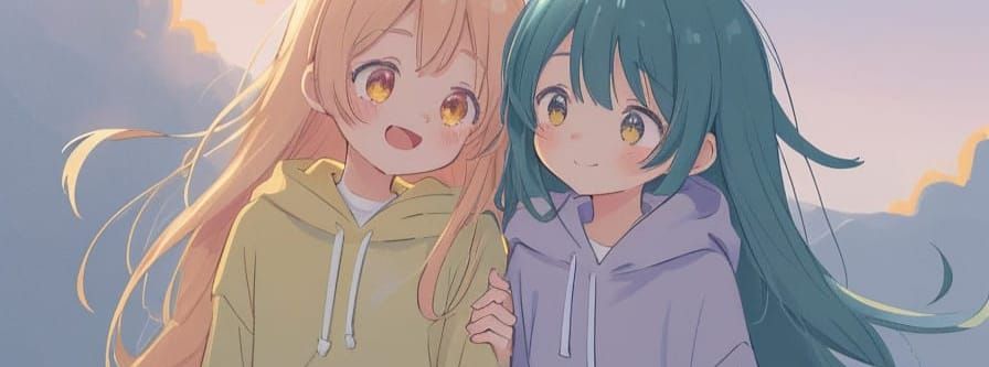 Empathetic Bond in Vibrant Anime Style
