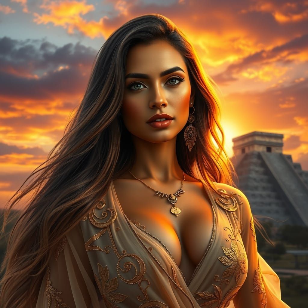 Sensual Latina Goddess in Aztec Paradise