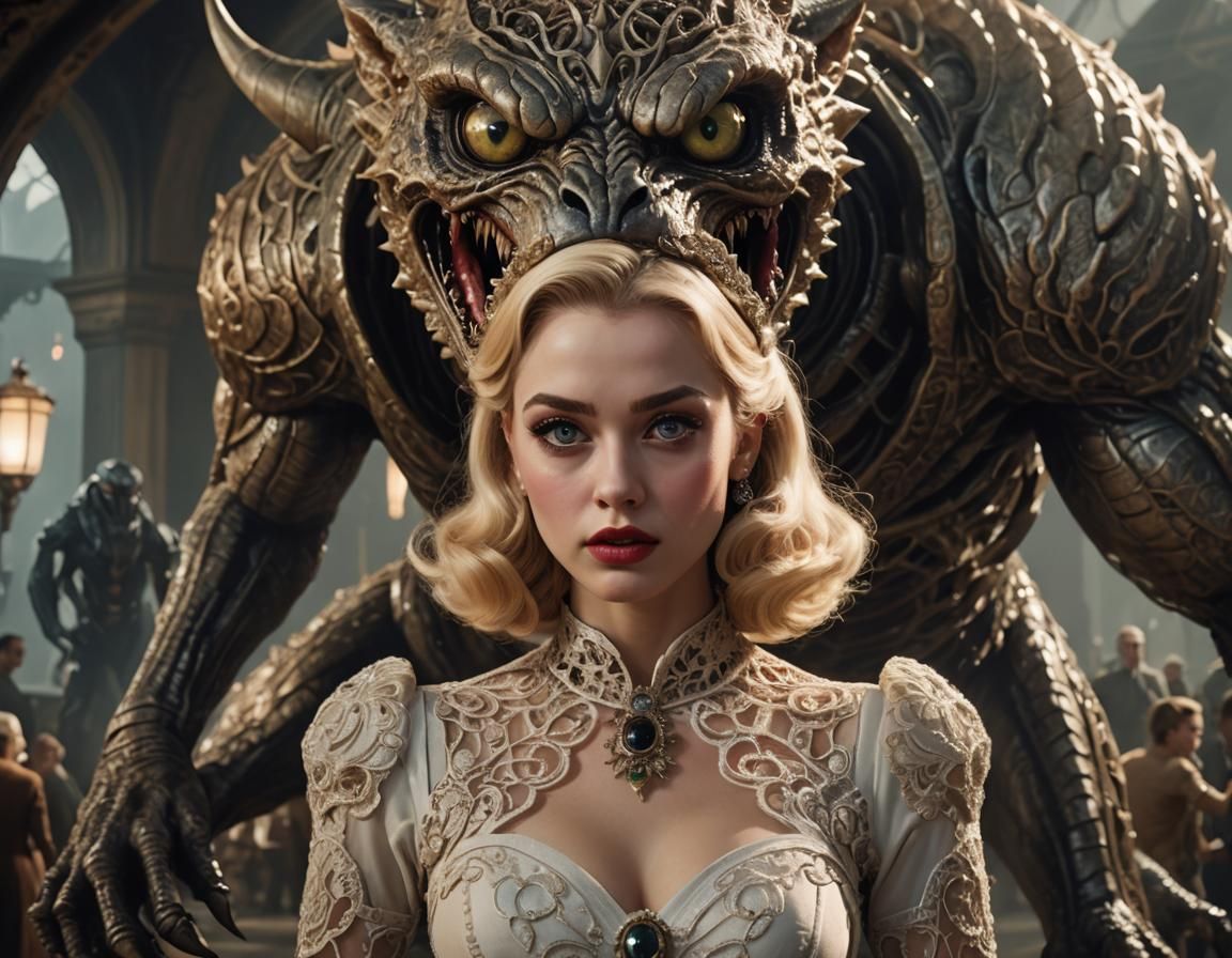 1950s woman and monster