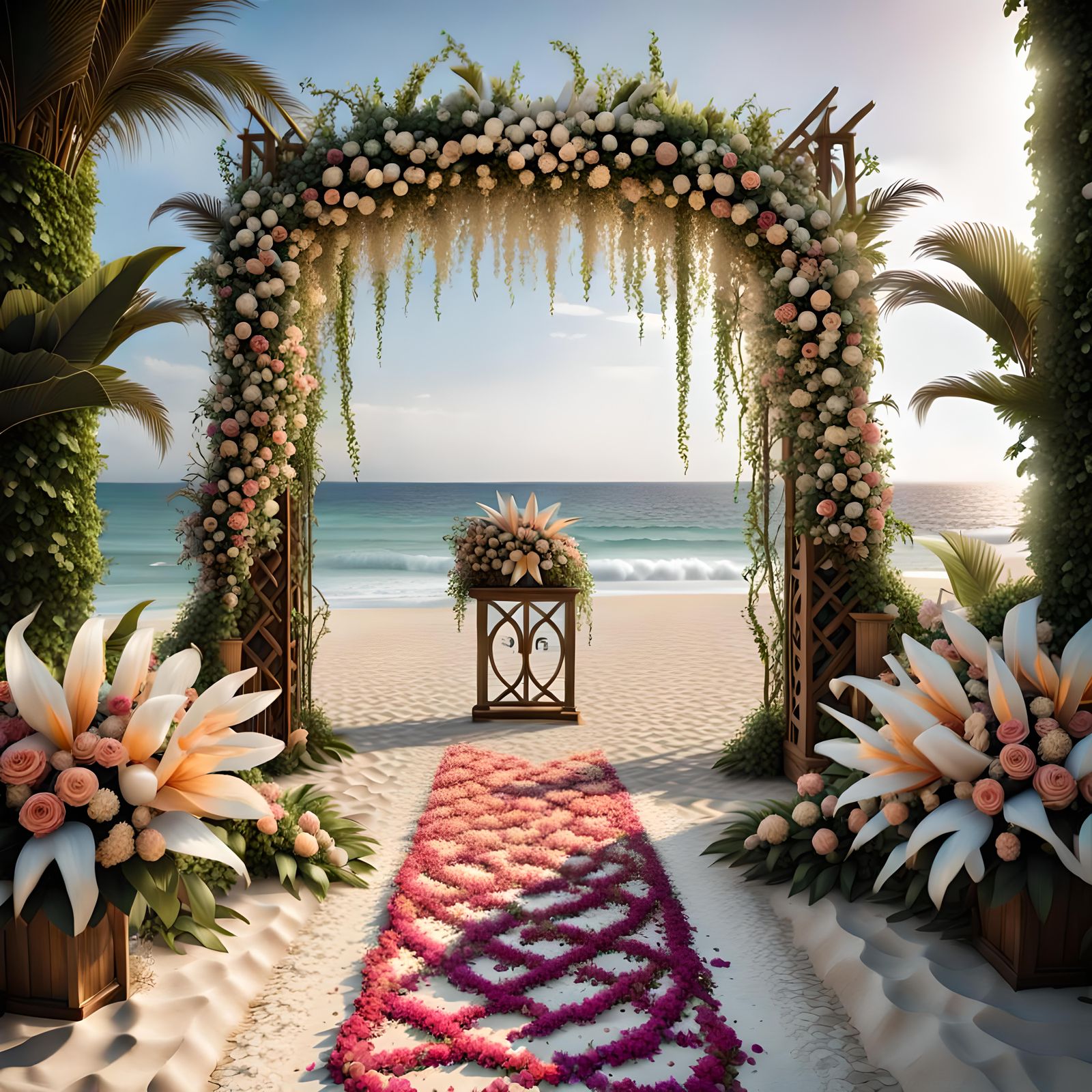 Breathtaking beach wedding trellis entrance ๐ธ