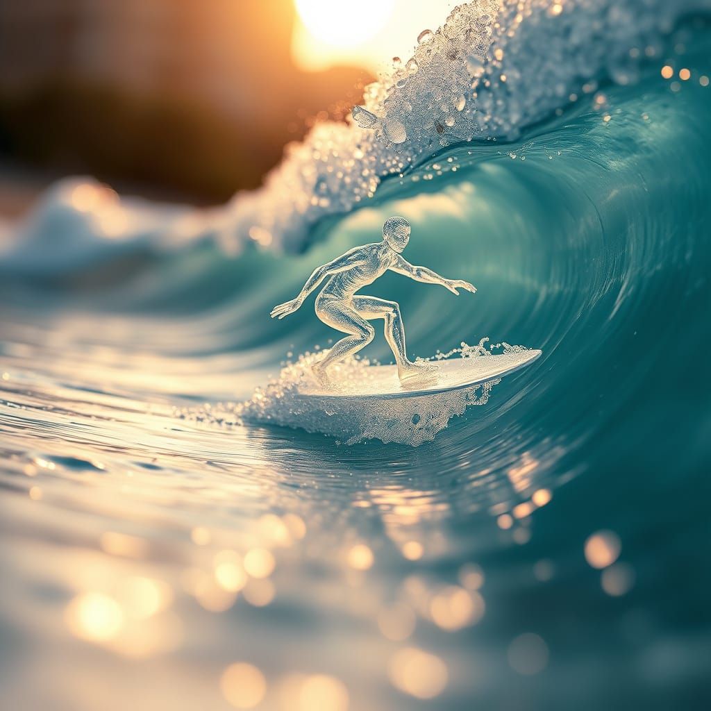 Crystal Surfer Rises from Waikiki Wave