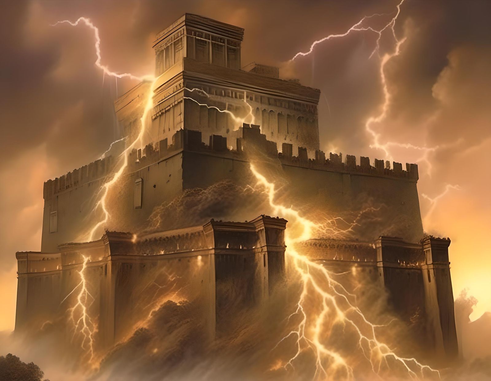 Tower of Babel Struck by Lightning