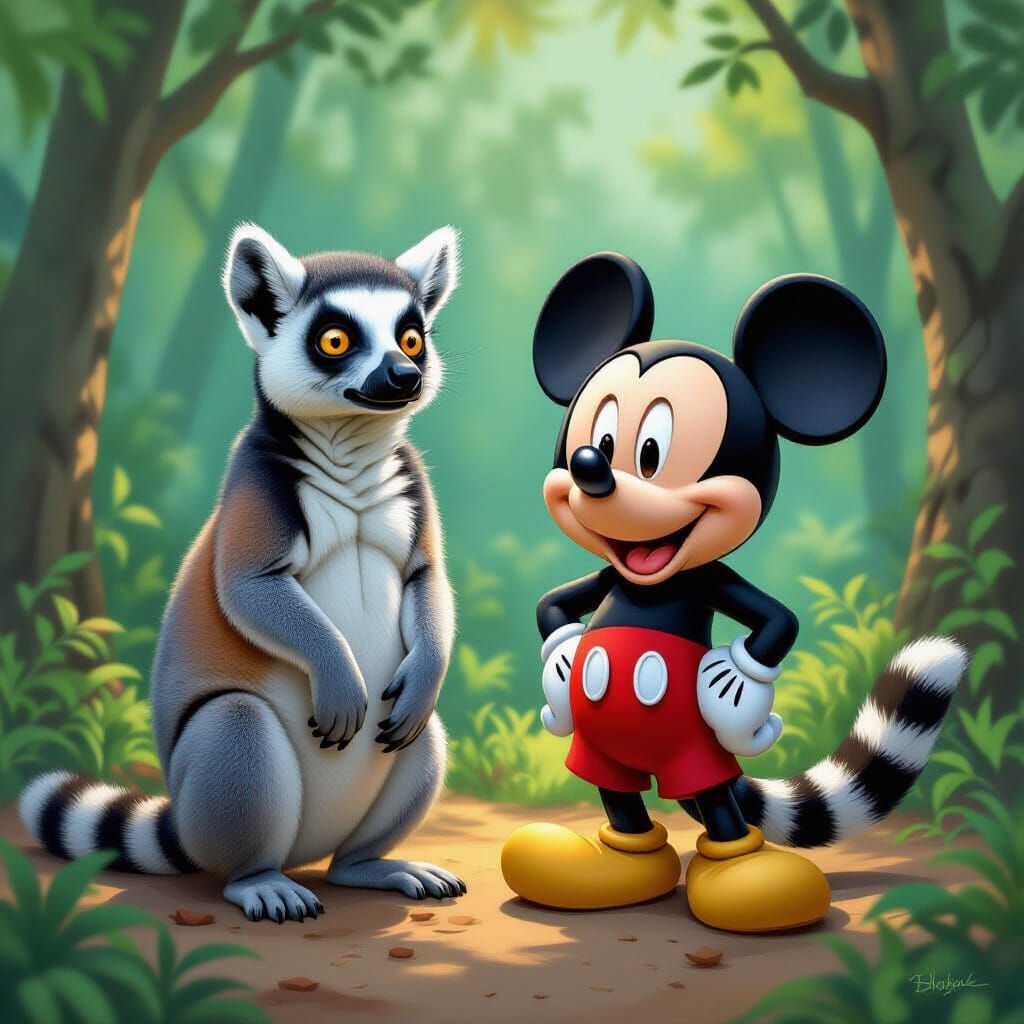Ring-Tailed Lemur and Mickey Lemur in Madagascar