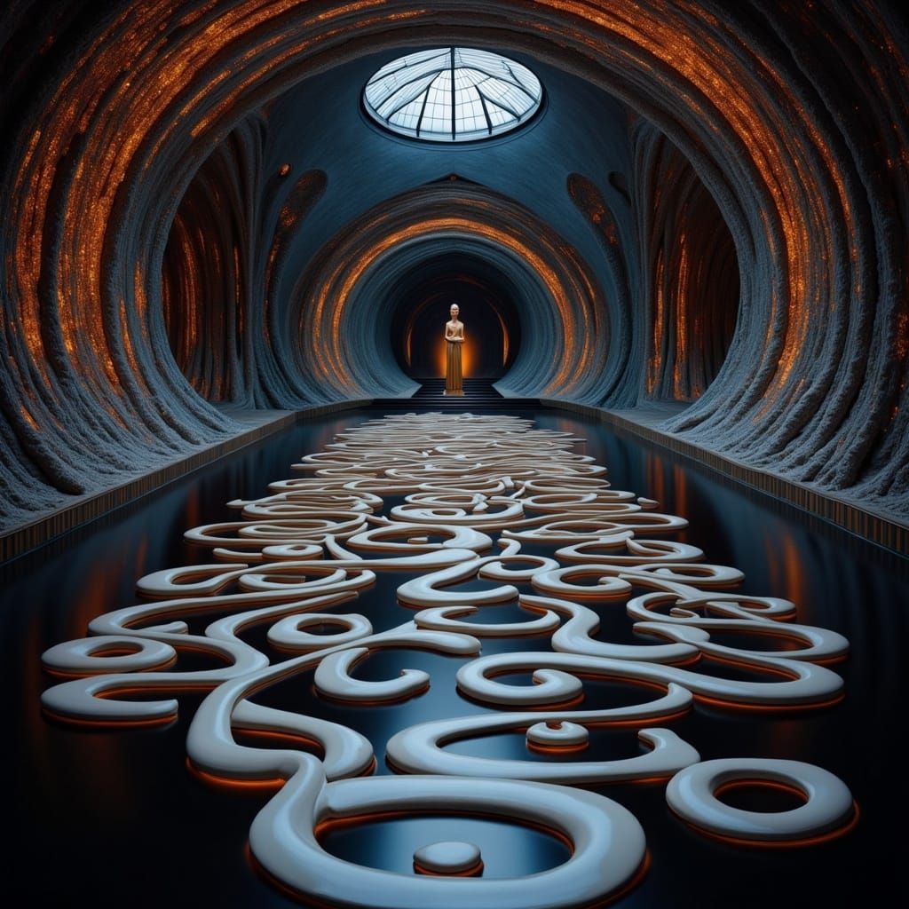 Surreal Maze Labyrinth in a Fantastical Cavern
