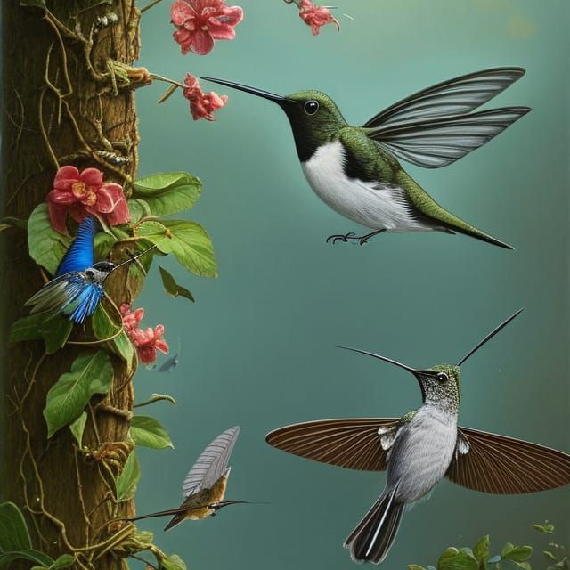 A ravenous Robin in the midst of Humming Bird wings, butterfly wings, mayfly wings, knats wings, moth wings, Preying Man...