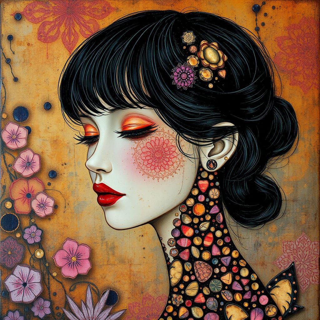 Elegant Biopunk Portrait with Mystical Touch