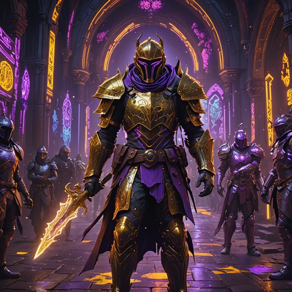 Dark Fantasy Art in Purple and Yellow