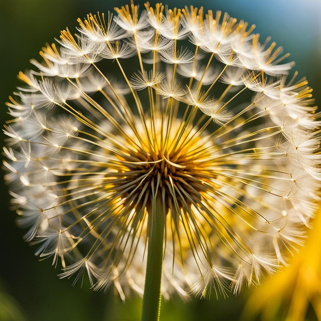 Dandelion bathed in sunlight