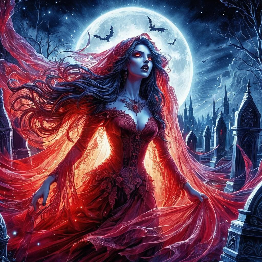 Vampire's Gothic Awakening Under a Blood Moon